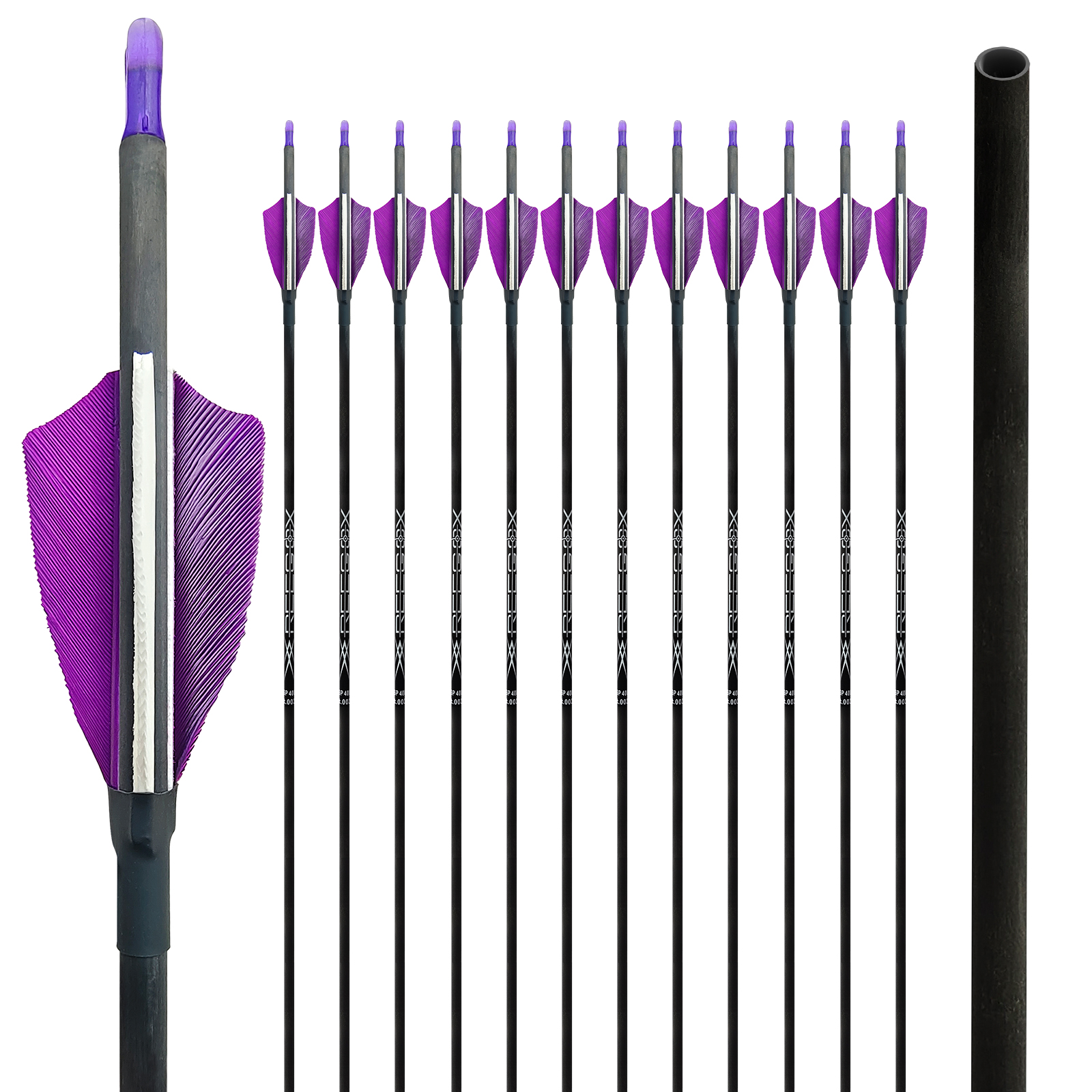 4.2mm Hunting Arrows without Arrowheads 31inch Carbon Archery Arrows Turkey Feathers Training Arrows for Recurve Bow & Compound Bow Spine 350-1500 Arr