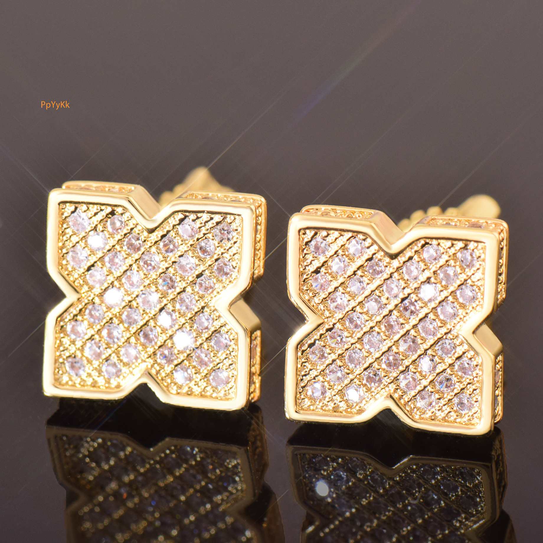 Luxury Jewelry Hip Hop VVS Moissanite Lucky Clover Square Stud Earrings Minimalist Iced Out Pass the diamond tester