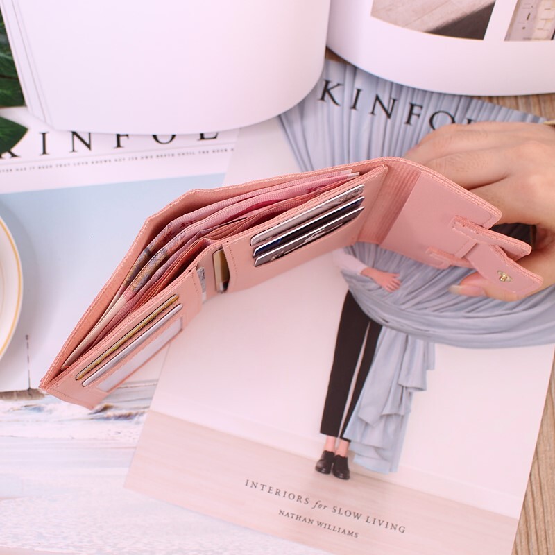 New Short Luxury Wallet Women's Wallet Korean Fashion Cute Designer Wallet Compact Portable Mini Ladies' Wallet Coin Purse Card Holder Lady 