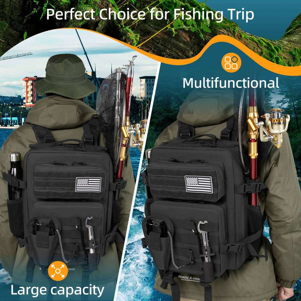 25L Fishing Hunting Tactical Backpack Travel Large CapacityBackpack Durable and Waterproof Men's Outdoor Bag