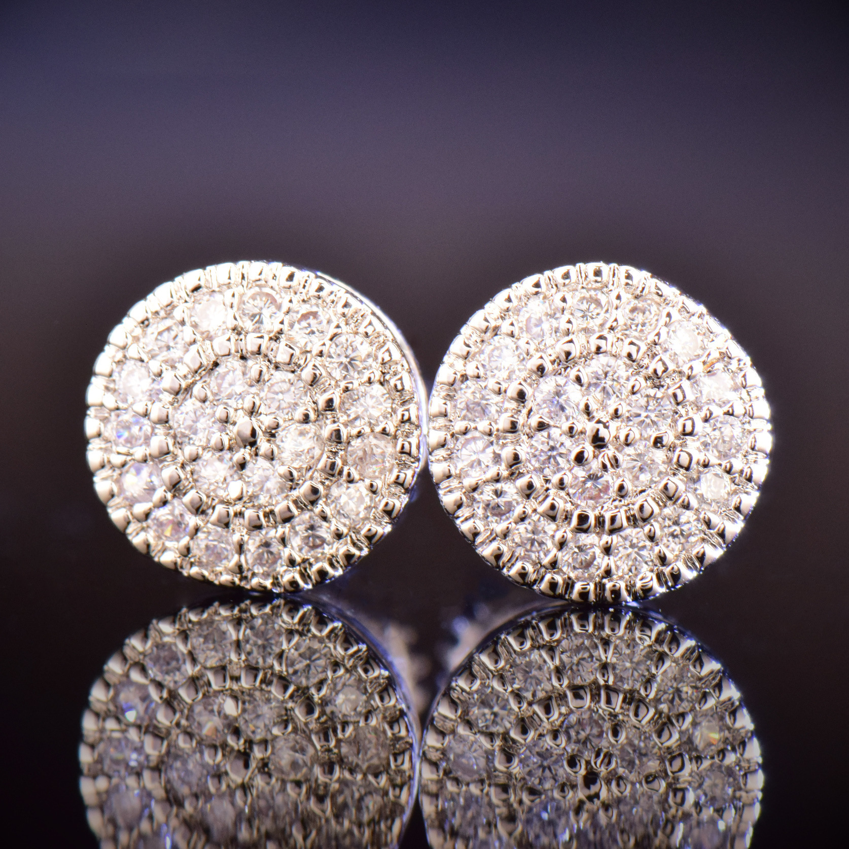 Luxury Jewelry Unique Hip Hop Small Round Full Diamond Stud Earrings Creative Designer Bling Bling Pass the diamond tester