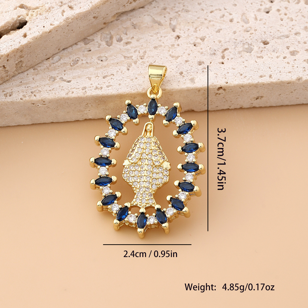 Free shipping designer jewelry Religious Jewelry Copper Gold-Plated Micro-Inlaid Zircon Colorful Virgin Mary Pendant Necklace Hanging Pendant