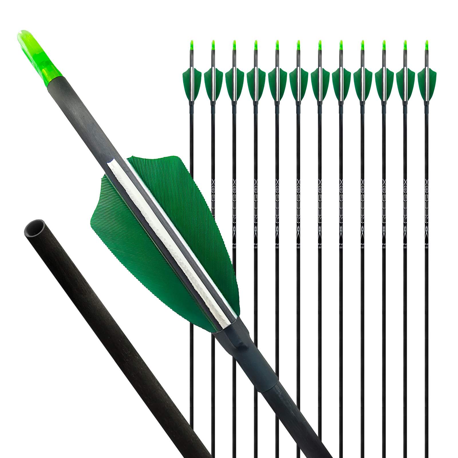 Carbon Hunting Arrows without Arrowheads 12Pcs 31inch Archery Turkey Feathers Targeting Arrows 4.2mm Arrows Training Arrows Spine 350-1500 Arrows