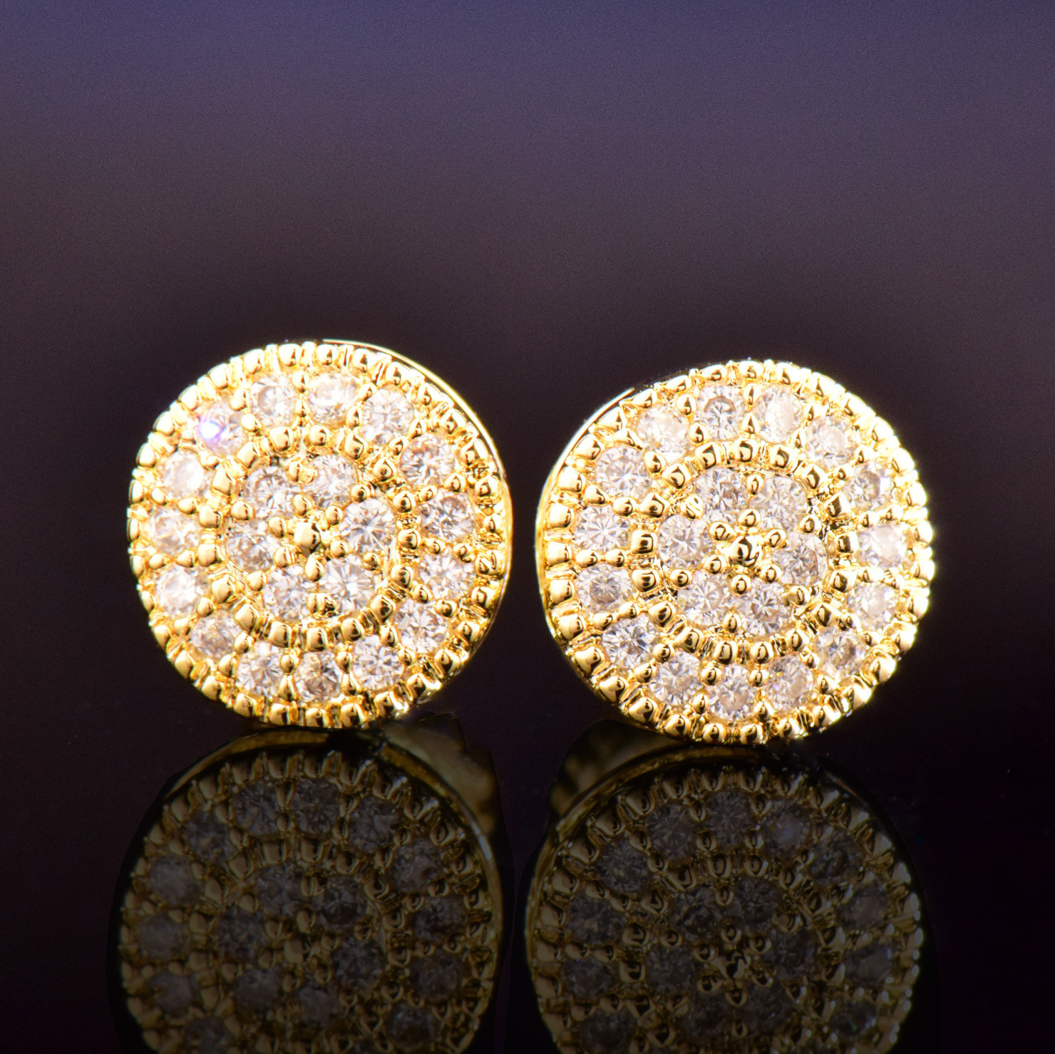 Luxury Jewelry Unique Hip Hop Small Round Full Diamond Stud Earrings Creative Designer Bling Bling Pass the diamond tester
