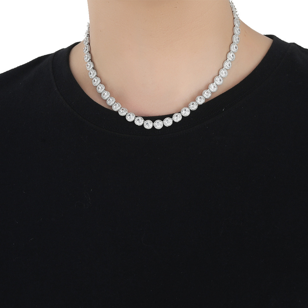 Luxury Jewelry New Release 8mm Round Icy Sugar Chain Iced Out Luxury Unique Trendy Men Niche Collarbone Hip Hop Necklace Pass the diamond tester