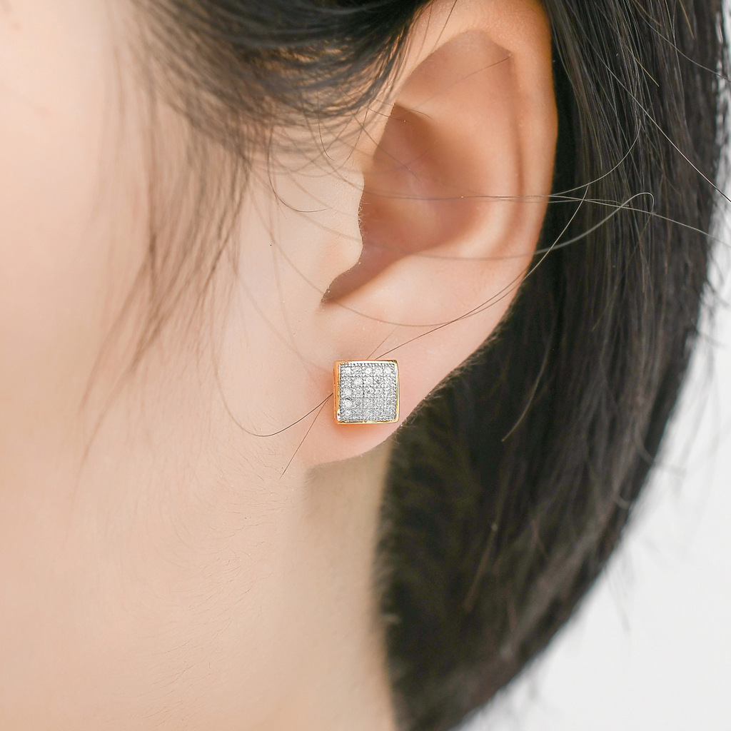 Luxury Jewelry New Hip Hop Square Arc S925 Sterling Silver Iced Out Bling Bling Premium Trendy Men's Earrings Pass the diamond tester