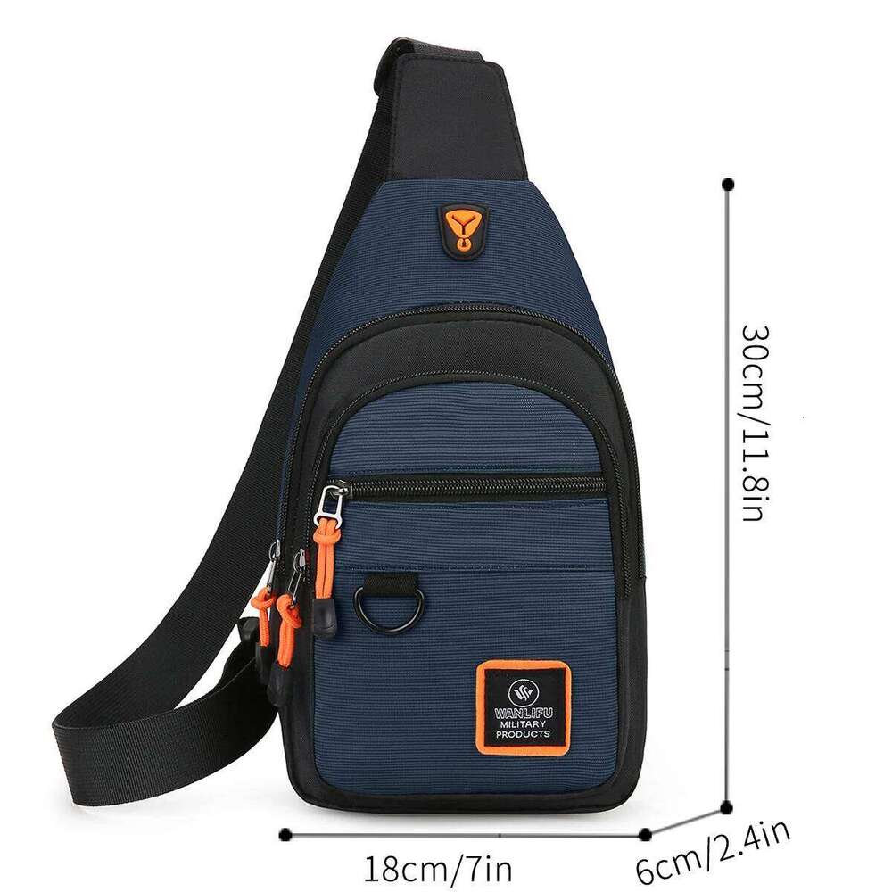 Women's Sporty Chest Bag with Headphone Hole Lightweight Oxford Crossbody Pack Multi-Pockets Adjustable Strap for Running Gym