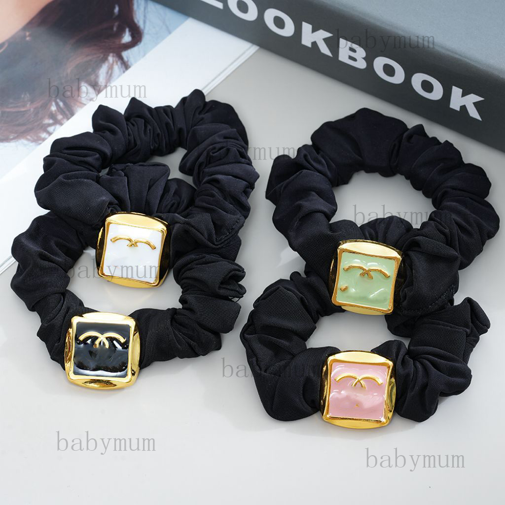designer black hair circle cc letters rubber hair band elastic summer simple hair tie girls woman hair accessory luxury hair ring headdress