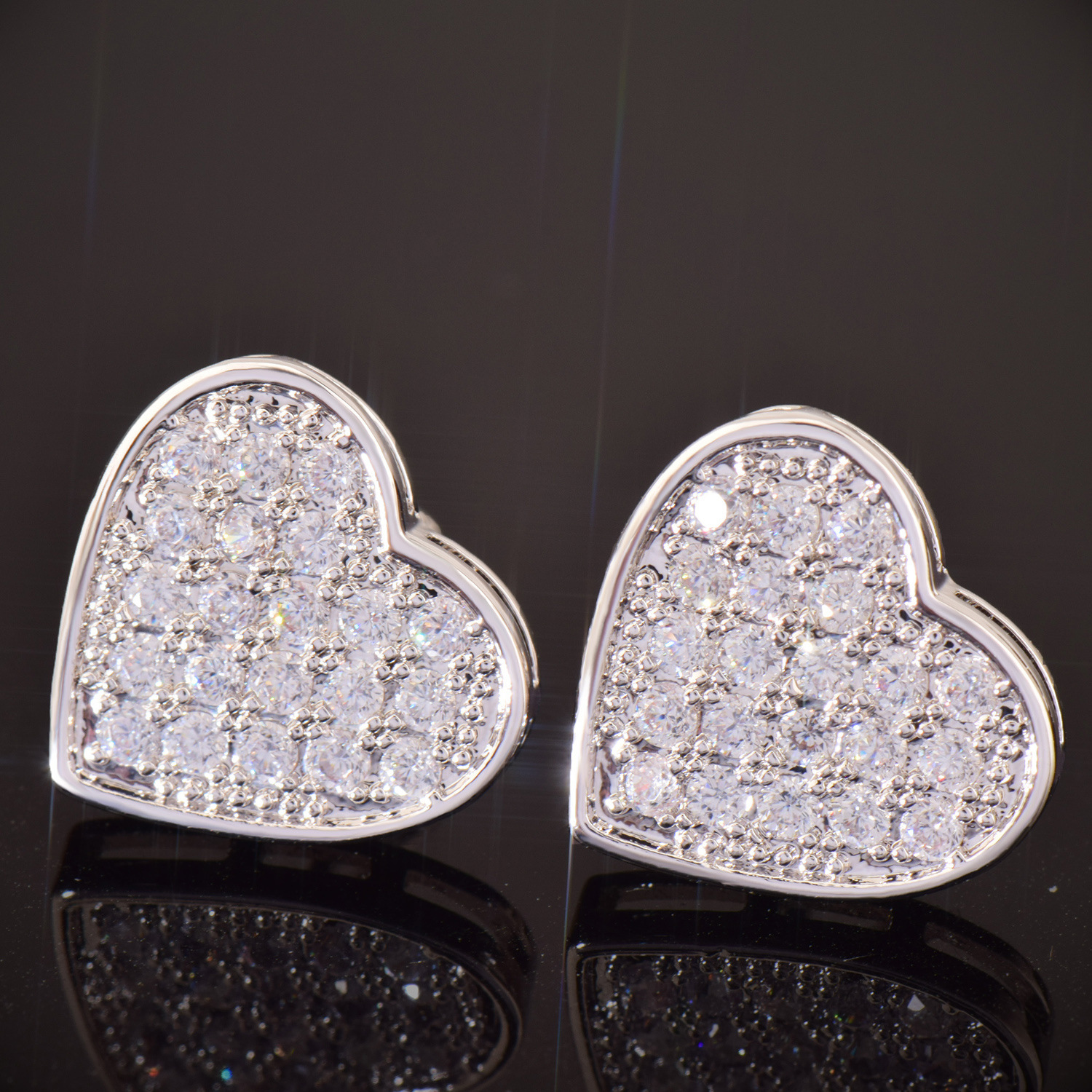 Luxury Jewelry Hip Hop Romantic Heart Earrings Minimalist Full Diamond Moissanite Designer Bling Bling Pass the diamond tester