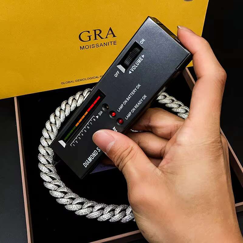 Hip Hop Gold Plated Cuban Chain Link Wide Moissanite Diamond Bling Iced Out Heavy Cuban Bracelet Necklace