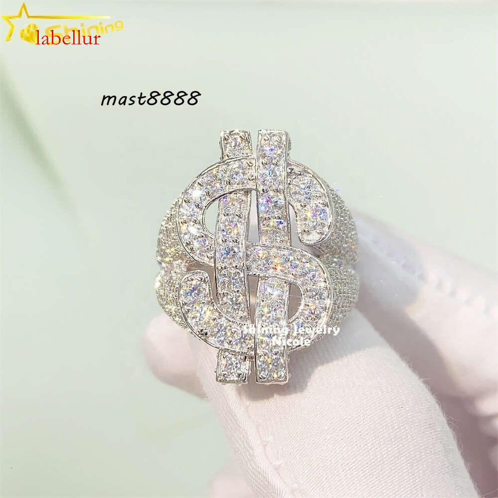 New Arrival High Quality GRA Certificate Dollar Custom S Sier Moissanite Men VVS Hip Hop Ring