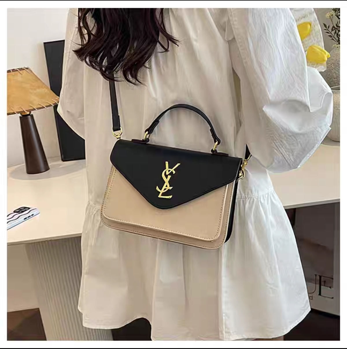 Designer Bag Luxury Bag Shoulder Bag Purse Crossbody Color Clash Commuter Women's Handbag High Quality Leather Flap Bag Black Large Capacity Shop