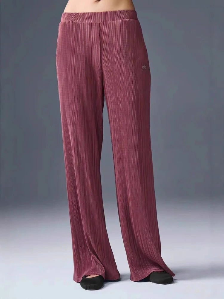 Sport Yoga High Waist Straight Trousers Women Folded Loose Wide Leg Pants Breathable Casual Solid Elastic Womens 250630