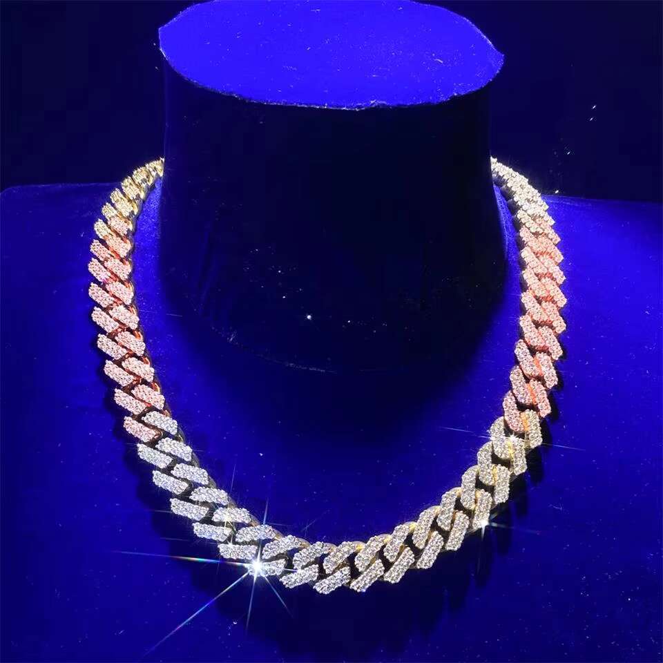 Hip Hop Jewelry Handmade Setting Custom VVS Moissanite Diamond 925 Silver Cuban Link Chain Necklace for Men
