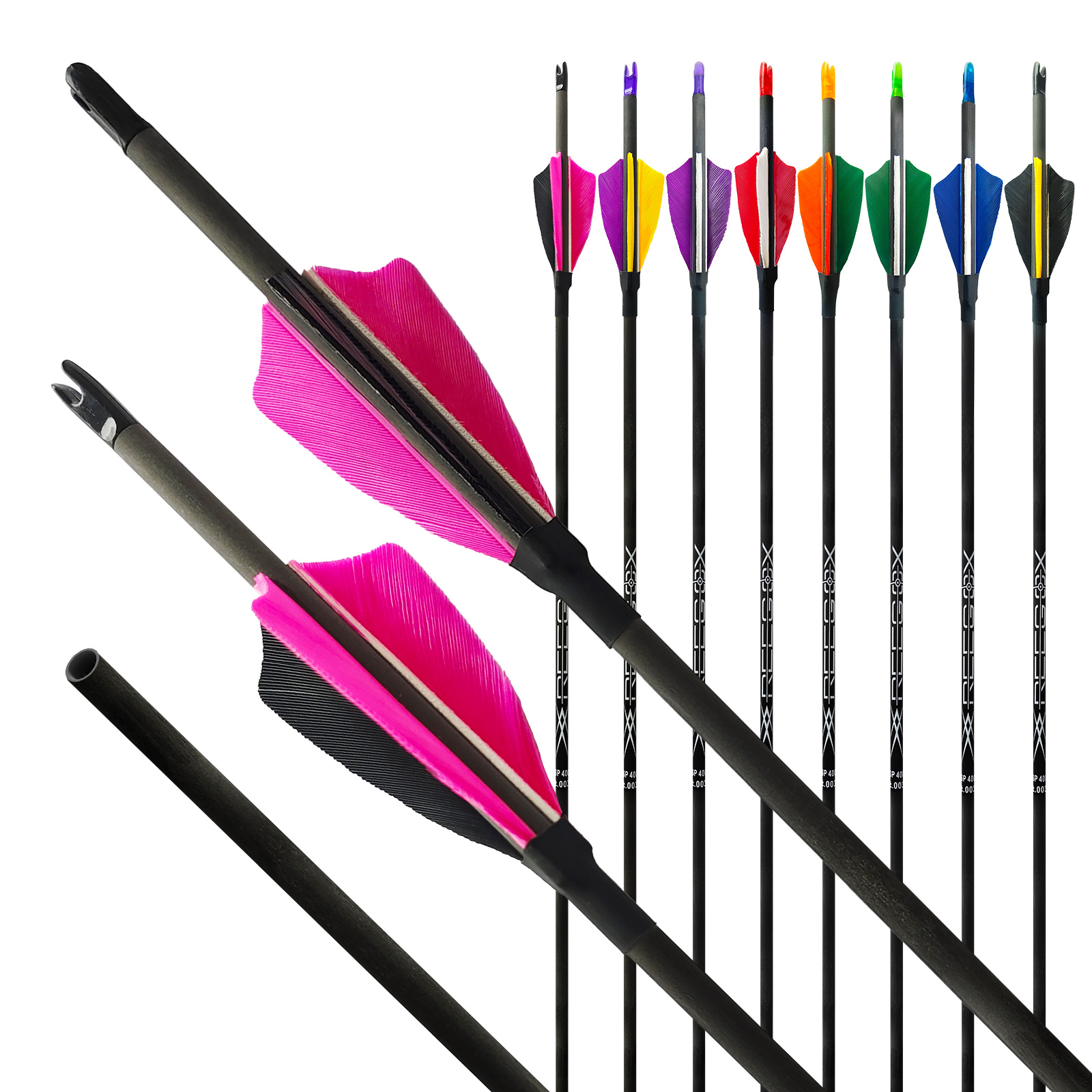 31inch Hunting Arrows without Arrowheads Turkey Feathers Carbon Archery Arrows 4.2mm Targeting Arrows for Recurve Bow & Compound Bow Spine 350-1500 Ar