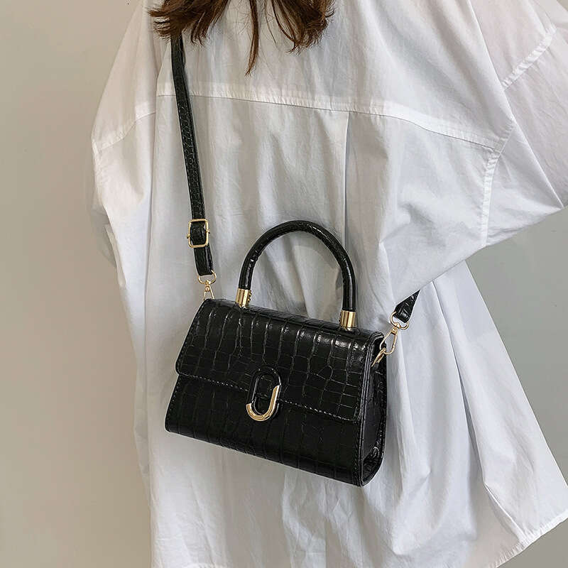 2025 New Crossbody Handheld Small Square Versatile Handbag Shoulder Women's Crocodile Pattern Bag