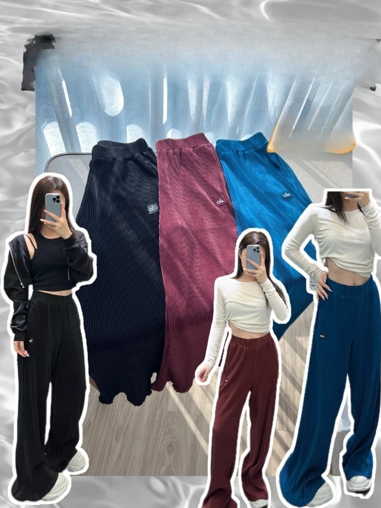 Sport Yoga High Waist Straight Trousers Women Folded Loose Wide Leg Pants Breathable Casual Solid Elastic Womens 250630