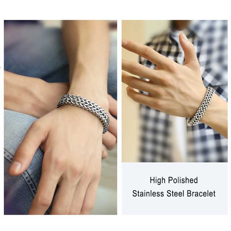 Vnox Vintage Oxidized Cool Double Cu Chain Bracelets for Men Stainless Steel Punk Antique Cubic Tail Chain Male Bracelet XJ250630
