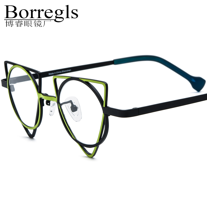 Borregls Colorful Titanium Glasses Frame Men Designer Triangle Round Eyeglasses Women High Quality Optical Eyewear 185859