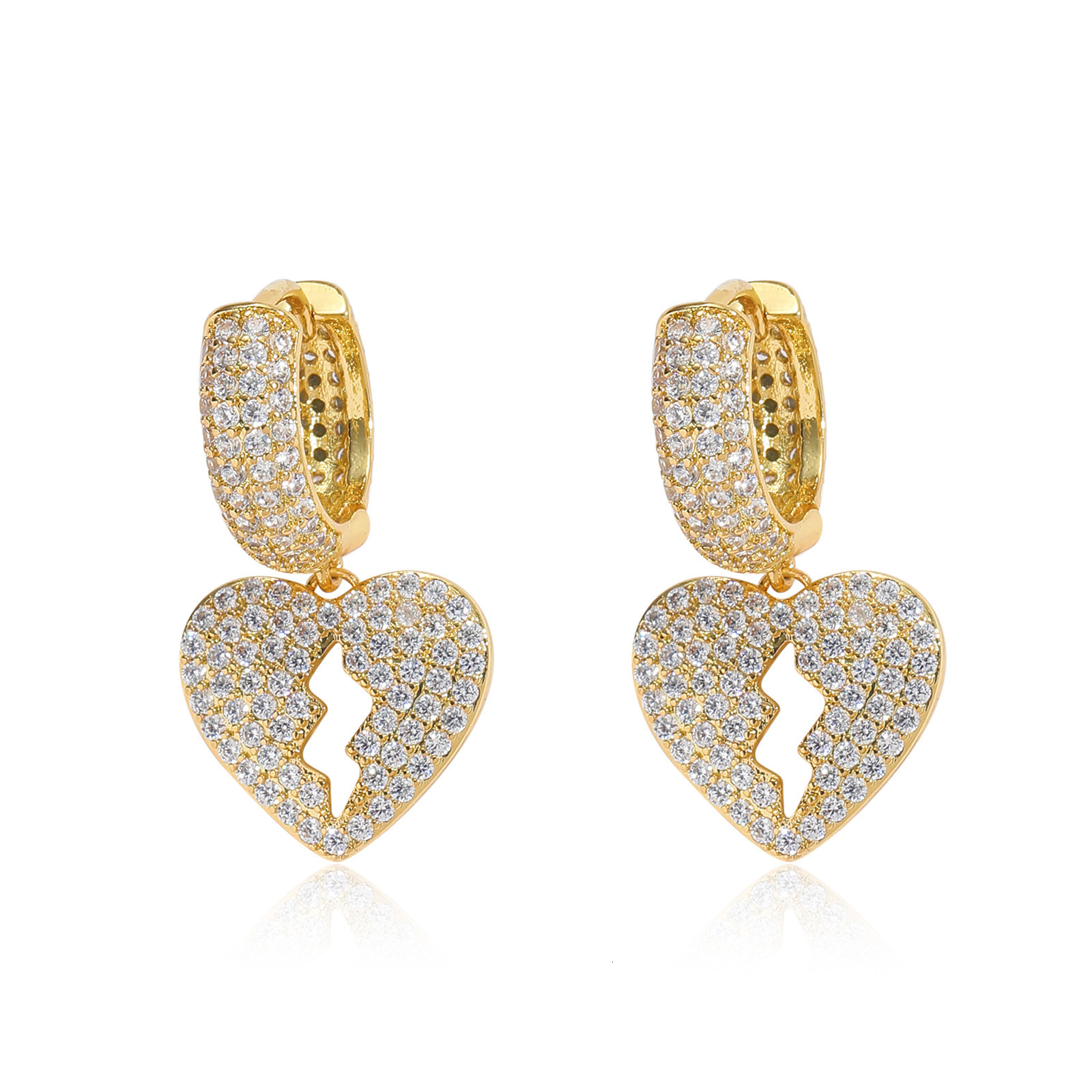 Luxury Jewelry Heartbreak Earrings Hip Hop Iced Out Heart Shape Dangle Earrings Unisex Rap Trendy Earrings Pass the diamond tester