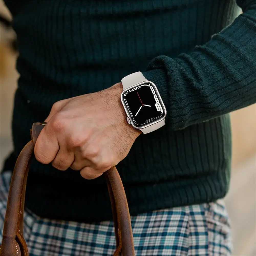 Silicone strap For Apple Watch band 40mm 44mm 49mm 45mm 41mm 38mm 42mm 44 mm correa bracelet iWatch series 9 8 7 6 3 SE ultra 2 W250630