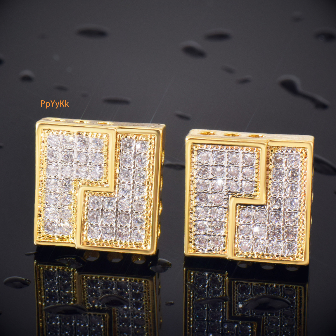 Luxury Jewelry Folded Square Moissanite High Quality Earrings Designer Hip Hop Bling Bling Pass the diamond tester