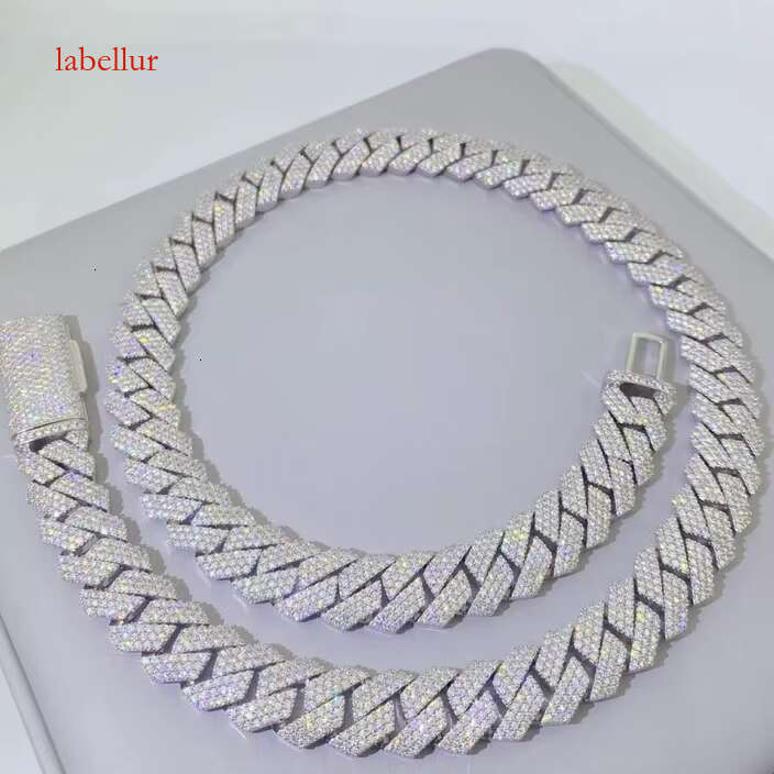 Master Rock Pure Sier 18mm Iced Necklace VVS Moissanite Cuban Chain
