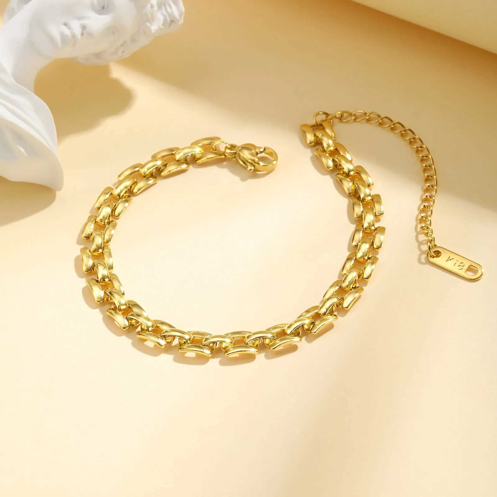 Waterproof Mesh Chain Bracelet Adjustable 18k Gold Plated Link Bracelet Non Tarnish Wholesale Jewelry W250630