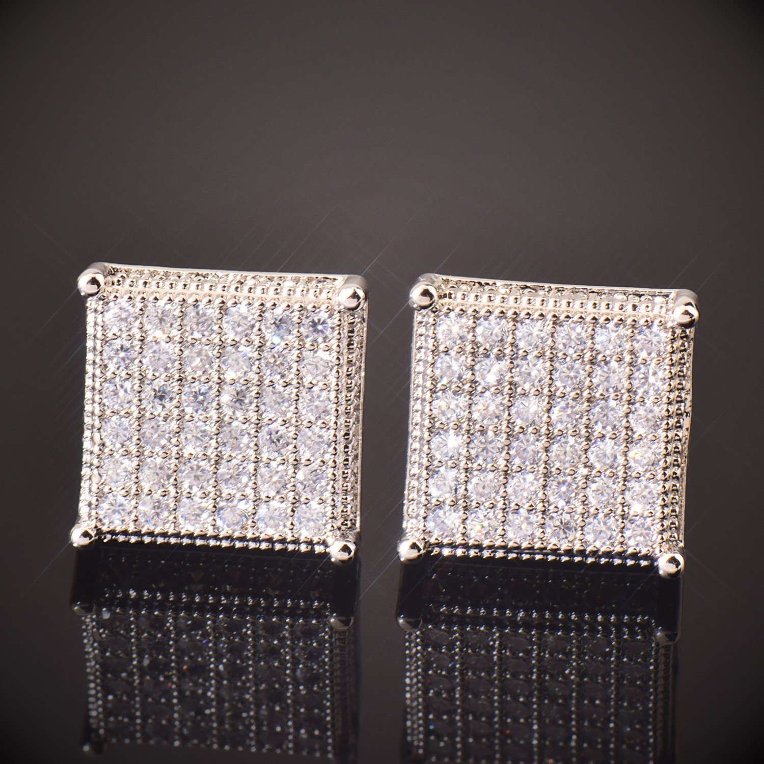 Luxury Jewelry Unique Hip Hop Octagon Earrings Minimalist Full Diamond Creative Designer Iced Out Earring Pass the diamond tester