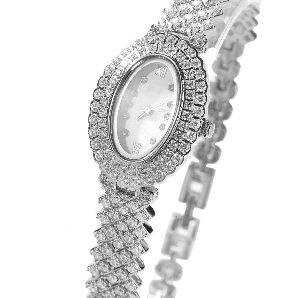 New Fashion Casual Women's Watch Light Luxury Niche Oval Dial Iced Out Designer Mechanical Watch Pass the diamond tester