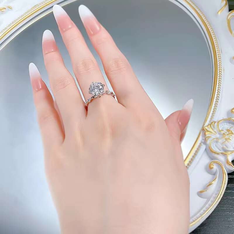 Wholesale High Quality 925 Sterling Silver Jewelry 3ct D Color Moissanite Diamond Women Wedding Silver Ring for Birthday Gift