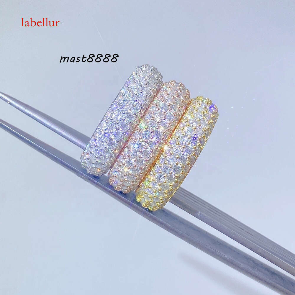 14k Gold Plated 4 Rows Engagement Dia Wedding Band Vvs Moissanite Men Ring