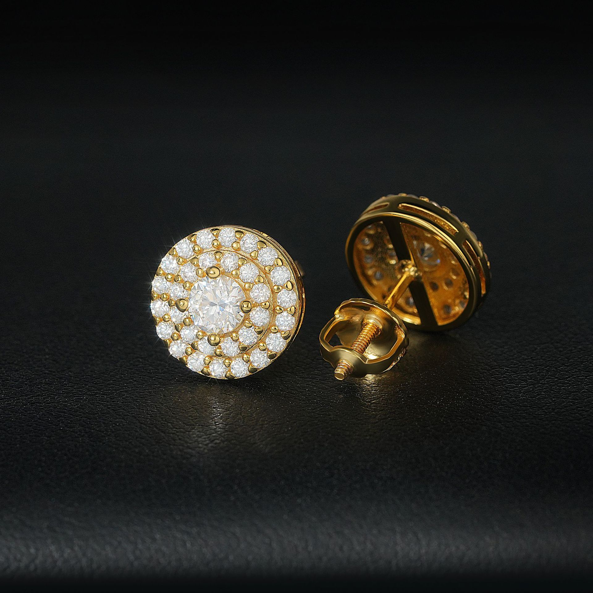 925 Sterling Silver Sparkling Luxury Round Moissanite Diamond Halo Stud Earrings