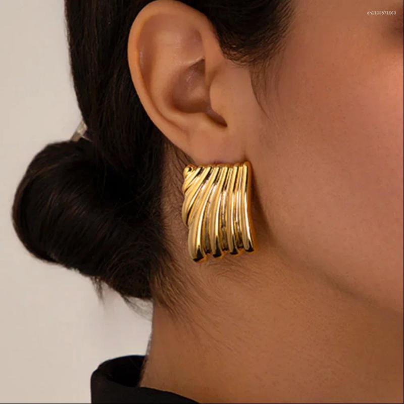 Hoop Earrings Mariasz Minimalist Vintage Chunky Rectangle Stainless Steel Irregular For Women Christmas Jewelry Gift