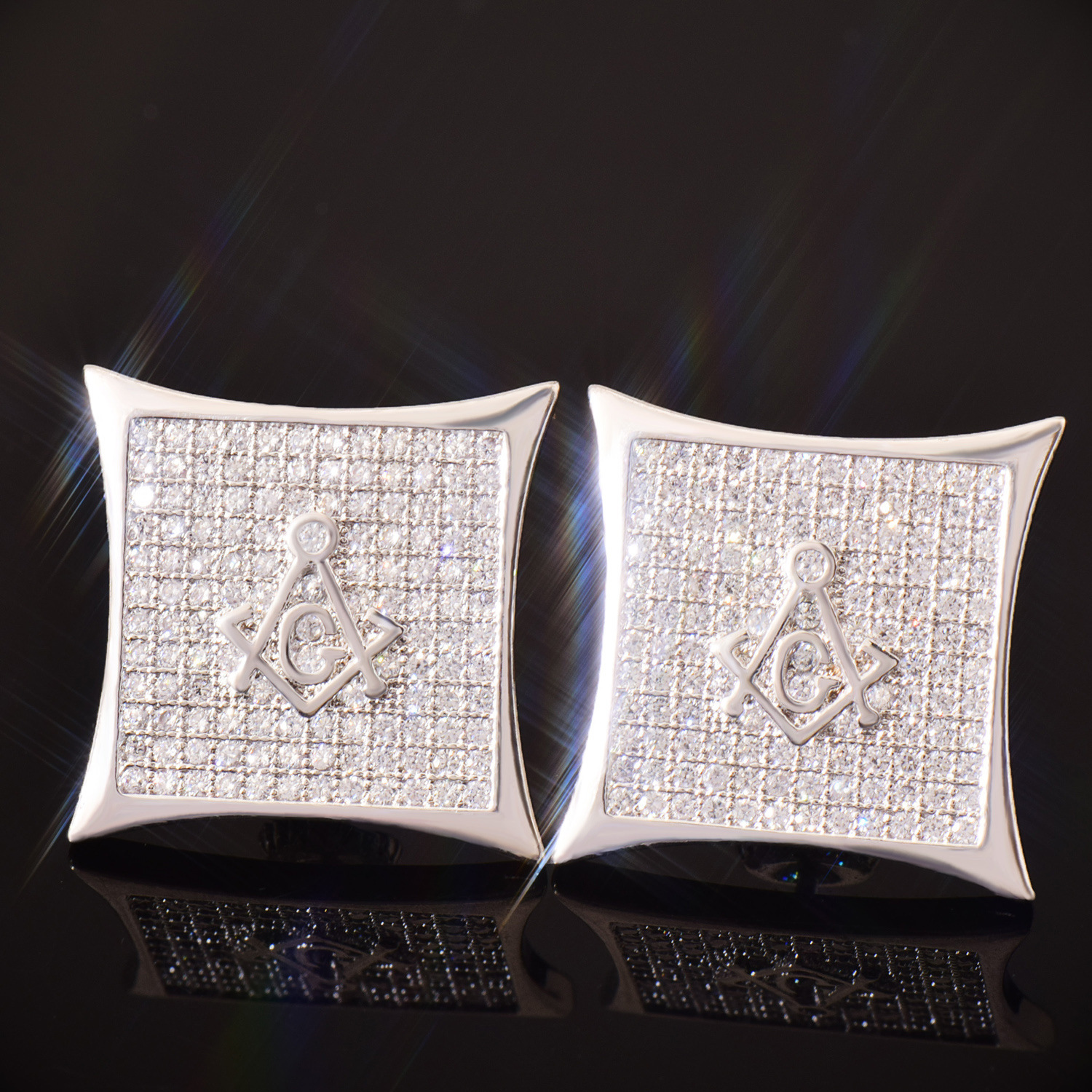 Luxury Jewelry Hip Hop Unique Square VVS Moissanite High Quality Stud Earrings Direct Delivery Pass the diamond tester