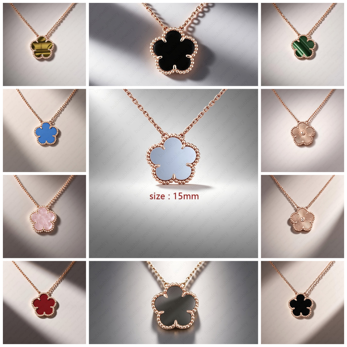 jewlery designer for women necklace luxury jewelry clover necklace rose gold Flower pendant Grey mother of pearl necklace diamond jewlery necklace designer gift
