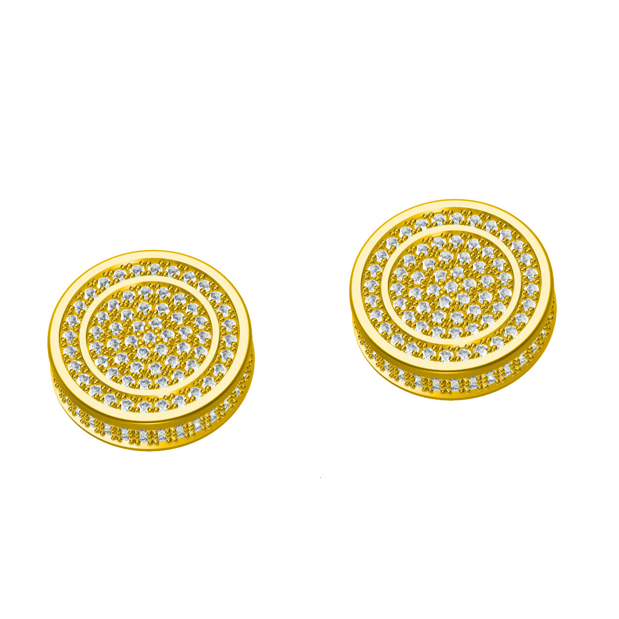 Luxury Jewelry Hip Hop Double Layer Round Earrings Minimalist Full Diamond Creative Designer Bling Bling Pass the diamond tester