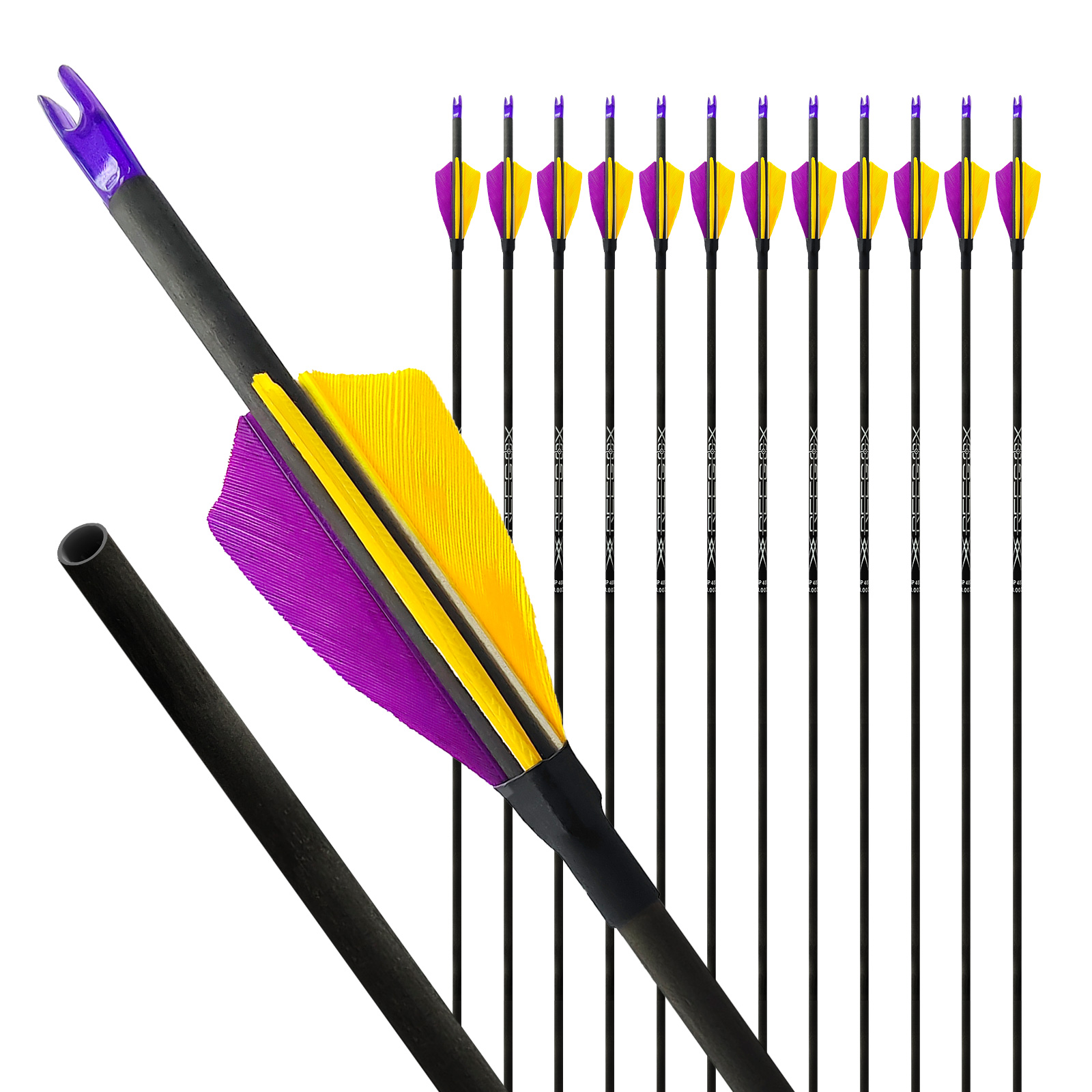 Hunting Arrows without Arrowheads 31inch Turkey Feathers Carbon Archery Arrows 12Pcs 4.2mm Training Arrows for Recurve Bow & Compound Bow Spine 350-15