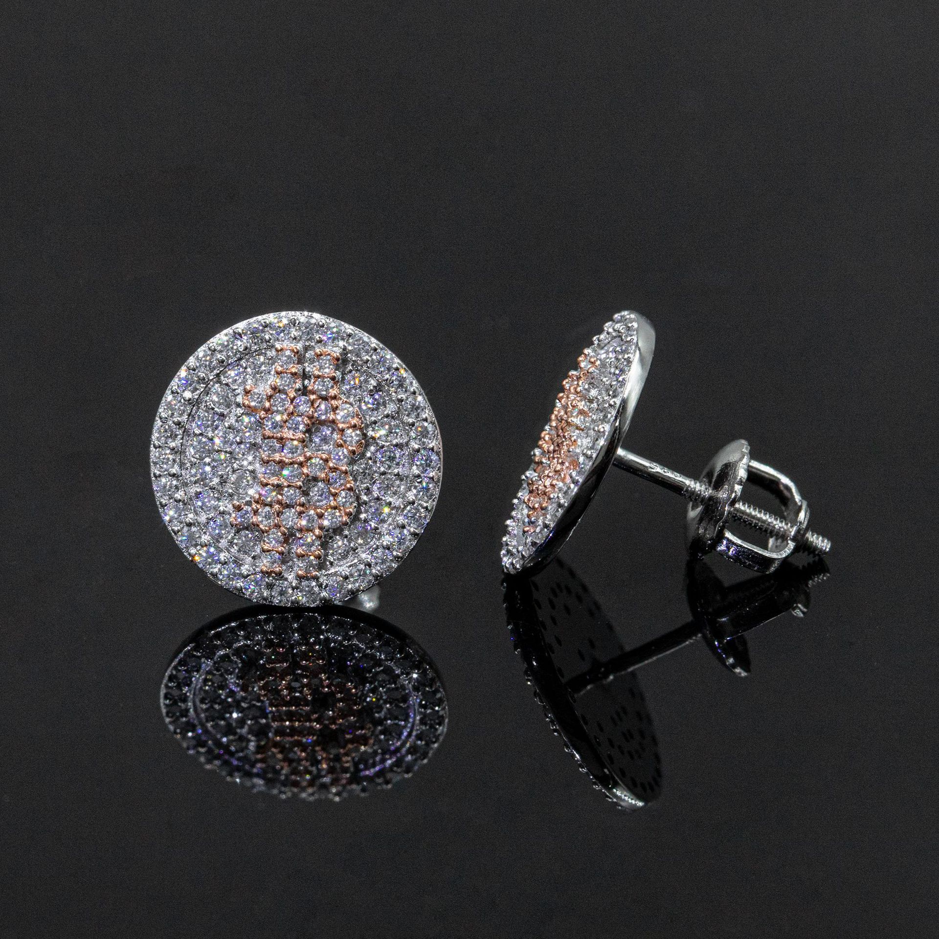 Two Tone 925 Silver Iced Out Moissanite Women Jewelry Letter B Hiphop Stud Earrings VVS Moissanite Diamond Screw Back Ear Studs
