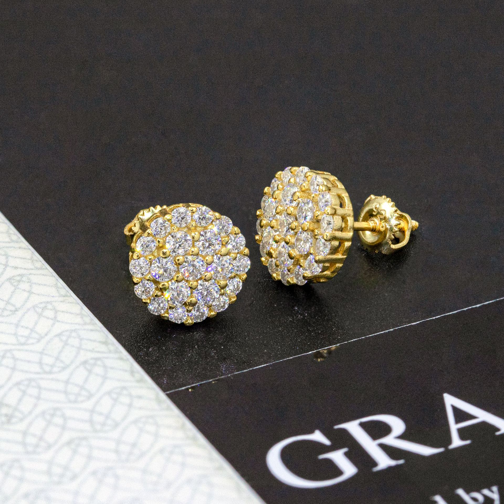 925 Sterling Silver Fashion Cute Earrings Small Stud Vvs Miossanite With Certificate Gold Plated