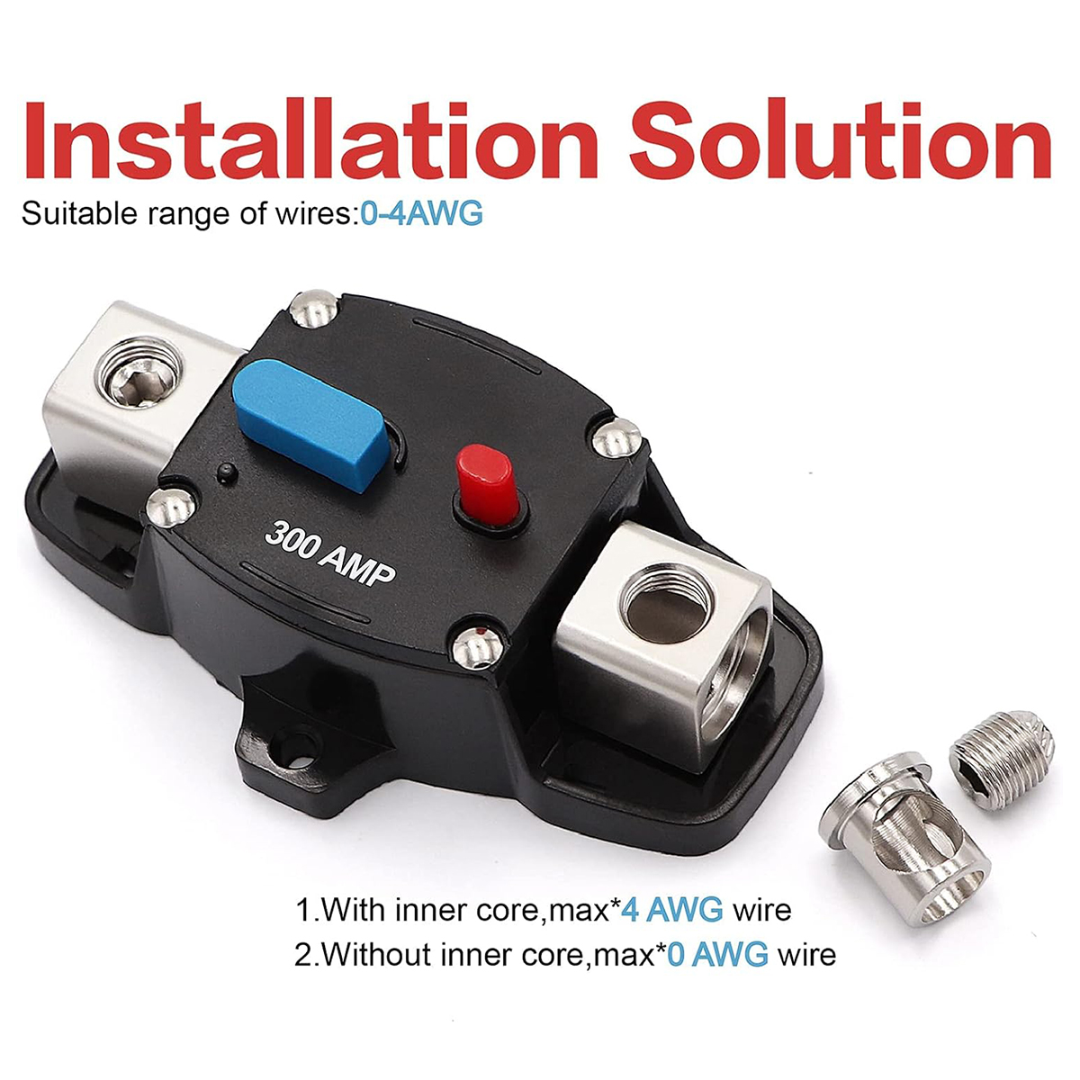 30A 40A 50A 60A 80A 100A 150A 200A 250A 300A Circuit Breaker Manual Reset Car Stereo Audio Straight Line Fuse Holder