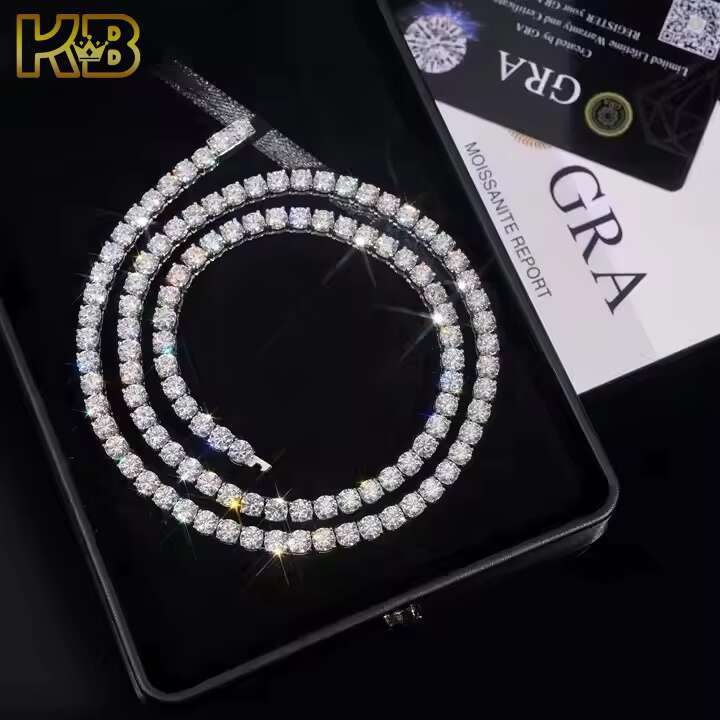 Wholesale 6mm Stainless Steel Moissanite Iced Out Buttons Cuban Link Chain Necklace Luxury Custom Mens Hip Hop Jewelry