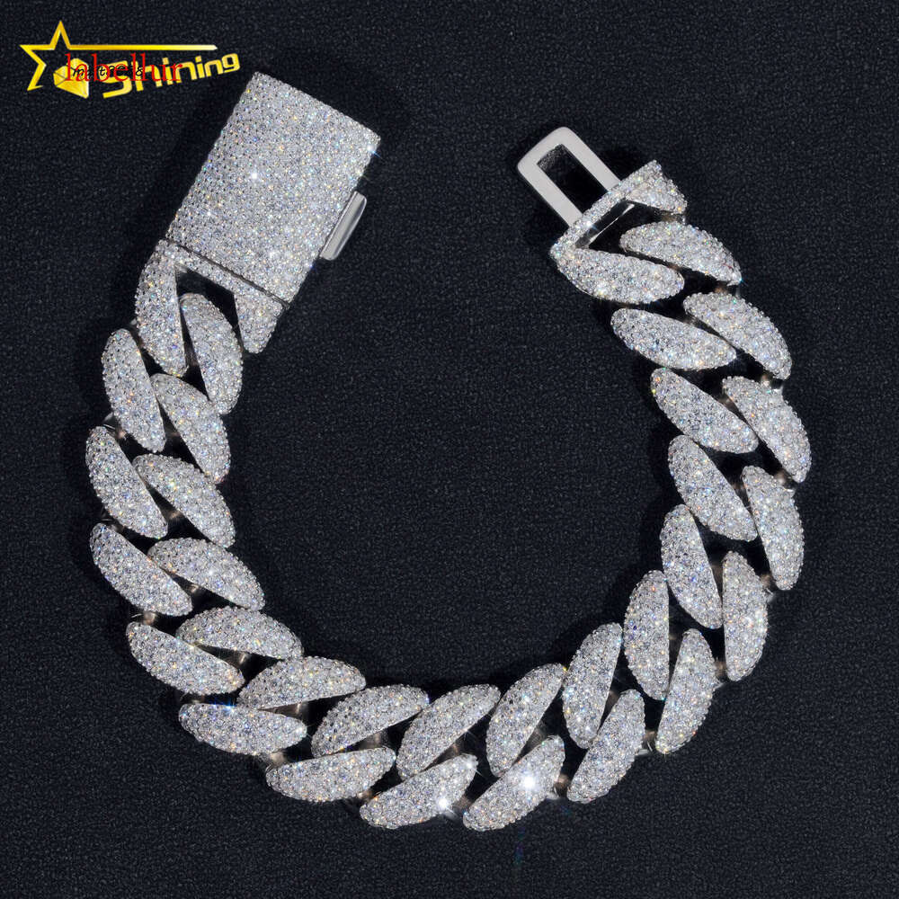 Shining 2024 New Arrivals Hip Hop Jewelry Fashion Moissanite Bracelet Cuban Link Chain