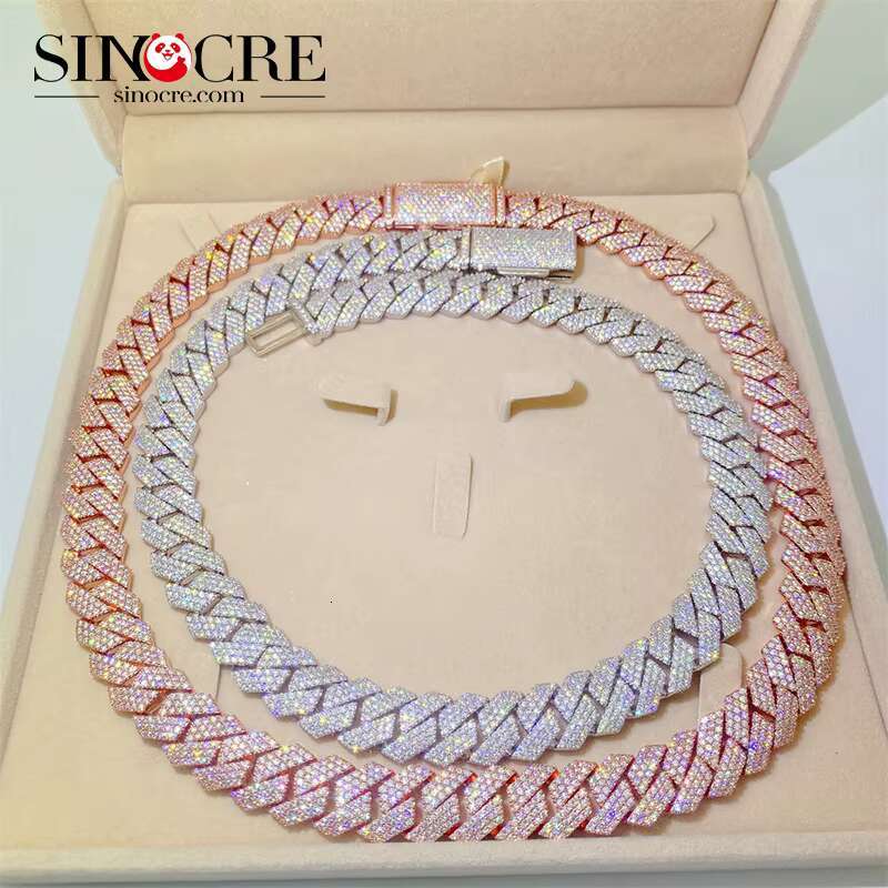 High Quality 15Mm18Inches Cuban Vvs Moissanite Necklace Moissanite Cuban Chain Mossan Hip Hop Necklace