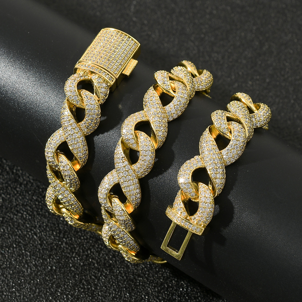 Luxury Jewelry New Arrival 15mm Infinity 8 Chain Rose Gold Cuban Link Iced Out High Quality Trendy Hip Hop Bling Bling Necklace Pass the diamond teste