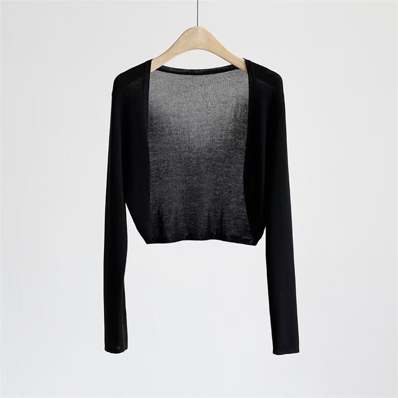 K1183 Ice silk knitted sun protection cardigan women 2025 new summer thin shawl outerwear short air conditioning shirt jacket