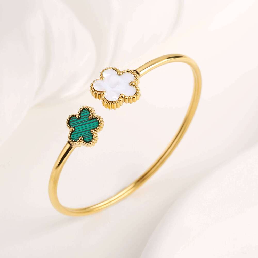 New Creative Stainless Steel Plant Five-Leaf wer Open Bangle Simple For Woman Girl Fashion Party Jewelry Accessories Clover