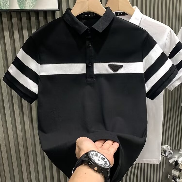 POLO shirt men's summer new style all kinds of striped leisure youth fashion business lapel short-sleeved 2025