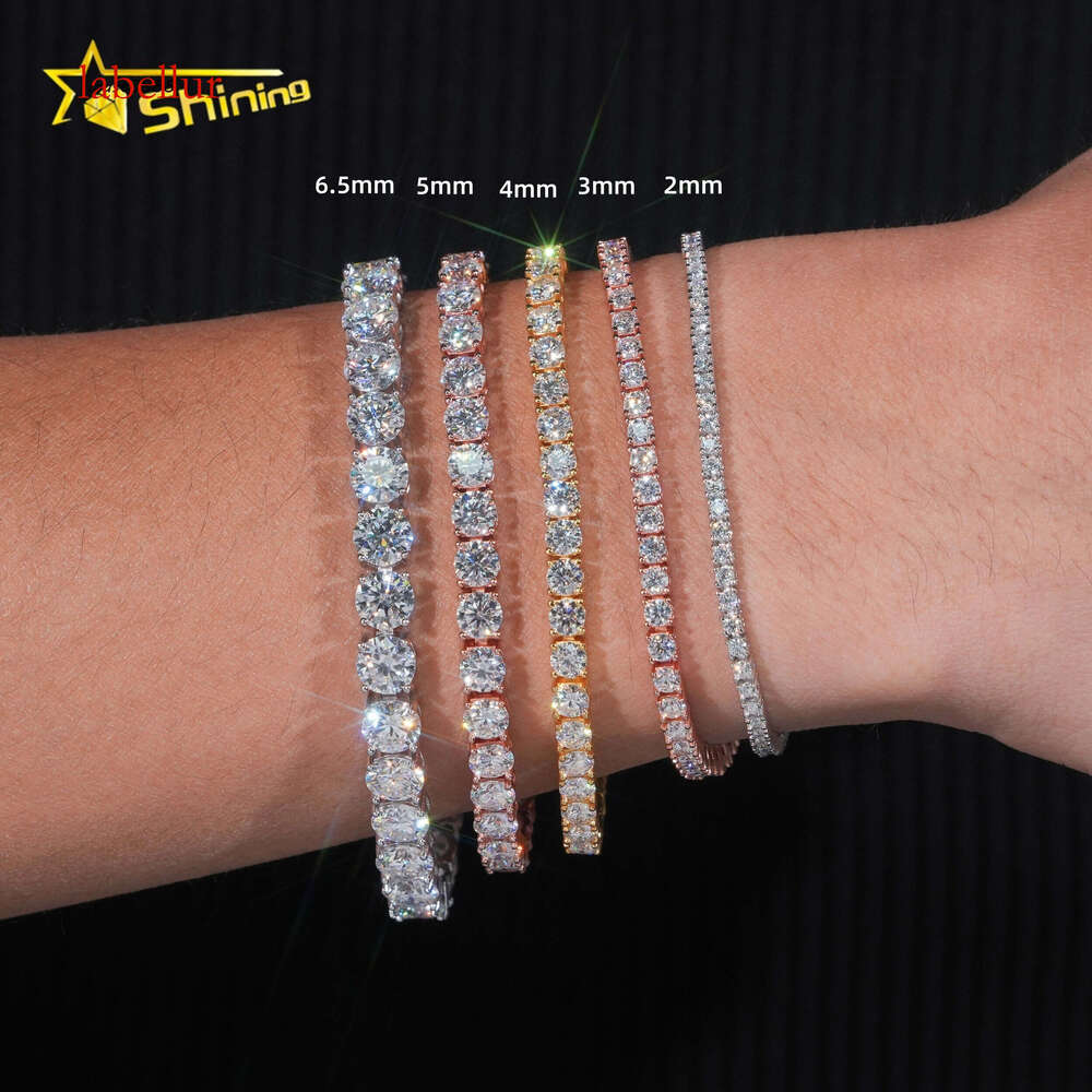 High Quality Pass Dia Tester Hip Hop Sterling Sier 2mm 3mm 4mm 5mm 6.5mm Moissanite Tennis Chain Bracelet