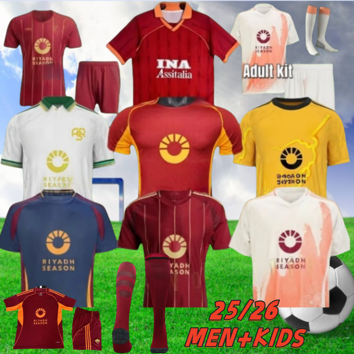 football shirt 24 25 26 ROMA ABRAHAM PAREDES DYBALA MANCINI E. LE FEE ZALEWSKI EL SHAARAWY ROMEmen kids soccer jersey